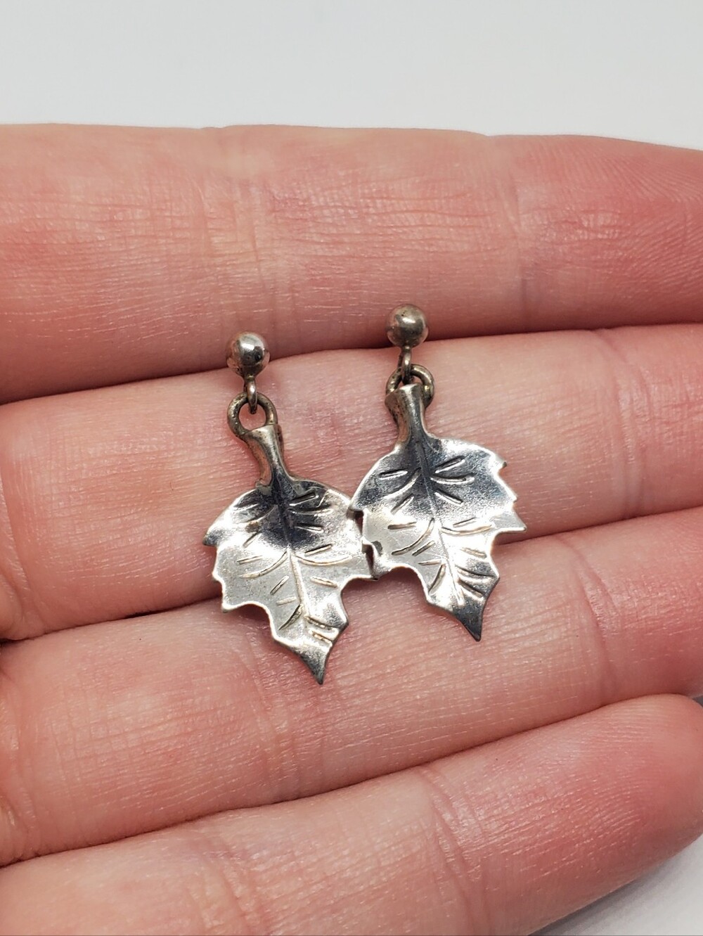 Stuart Nye Sterling Silver Leaf Dangle Earrings